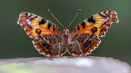 Obraz premium Closeup of Vibrant Orange and Black Butterfly on Natural Background : Generative AI