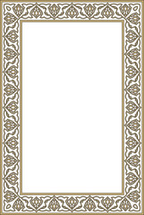 Vector gold with black square Turkish national ornament. Ottoman border, frame. Ethnic floral rectangle, Seljuk Turks pattern. Decoration of the Sultan's palaces