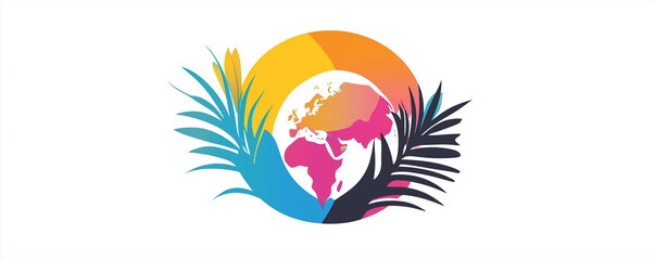 Fototapeta premium Vibrant logo representing adventure and exploration for a thriving travel agency focused on unique experiences around the globe