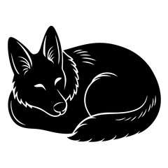 german shepherd dog black silhouette vector, dog sleeping vector, Simple silhouette Design vector icon with white background.