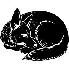 german shepherd dog black silhouette vector, dog sleeping vector, Simple silhouette Design vector icon with white background.