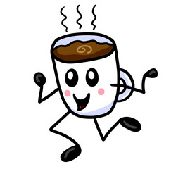 Stylized Adorable Happy Coffee Cup
