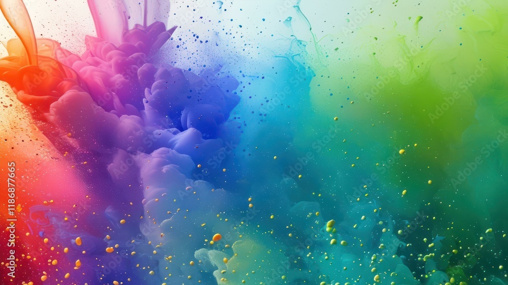 Poster vibrant abstract artwork featuring colorful paint splashes creating a dynamic and artistic backgroun