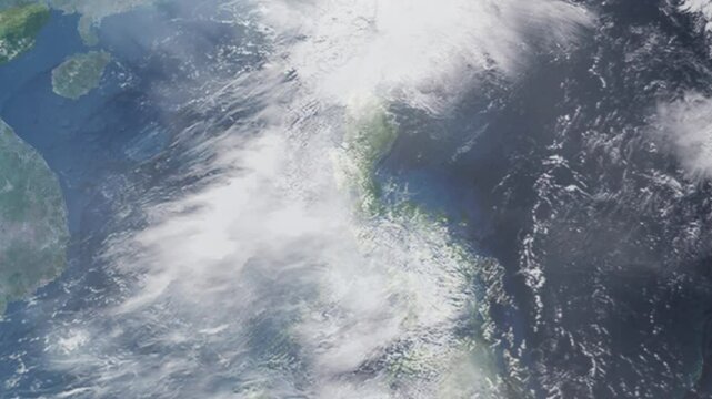 Zooming in on General Trias, Philippines frome space - Perfect for Travel Intros and Backgrounds. Realistic 3D Animation.