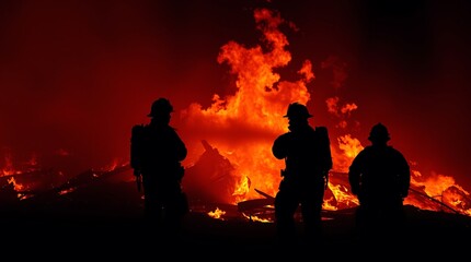 Obraz premium Fire Rescue Stopping Wildfire in Los Angeles Forest – Aerial View of Forest Fire Control
