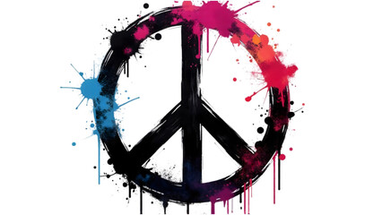Rainbow Peace Symbol Watercolor Splashes Dark Background Design