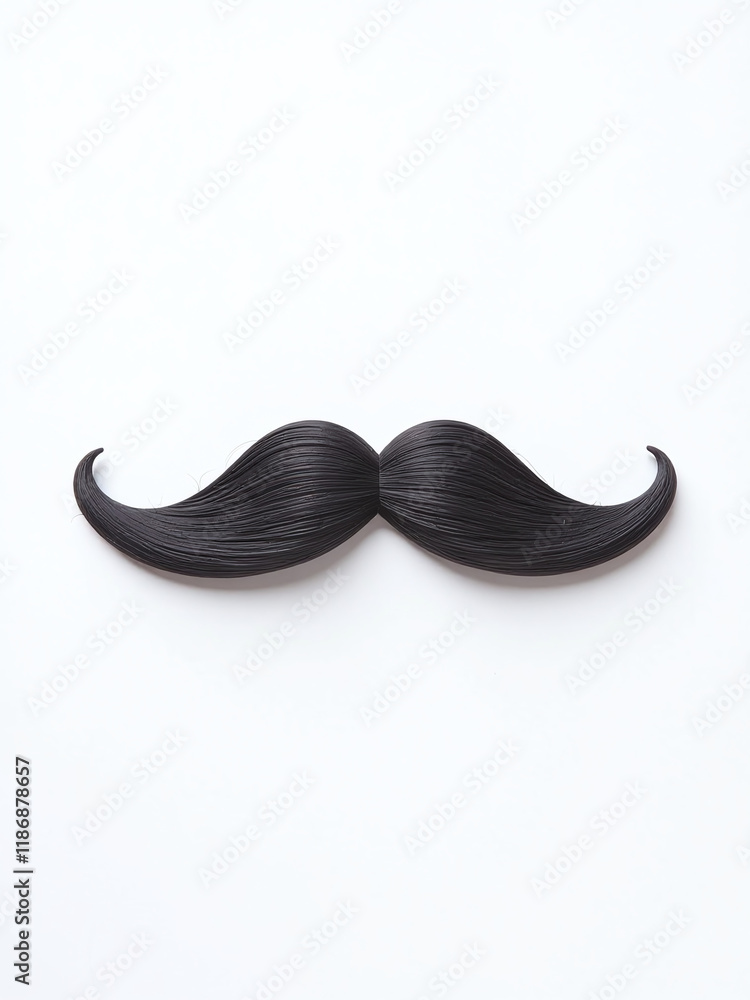 Poster a single, perfectly trimmed moustache is centered on a clean white background, drawing attention to 