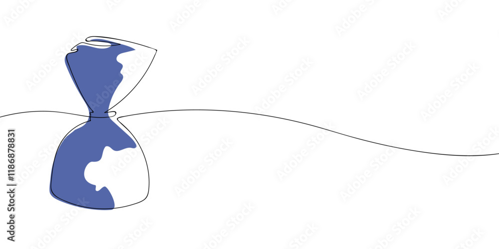 Poster a single line drawing of a candy. continuous line wrapped candy icon in color. one line icon. vector