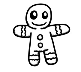 Stylized Cartoon Christmas Gingerbread Man Doodle
