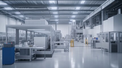 Obraz premium Modern Factory Interior with Automated Production Line