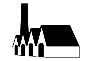 Vintage factory icon with smokestack clip art vector illustration