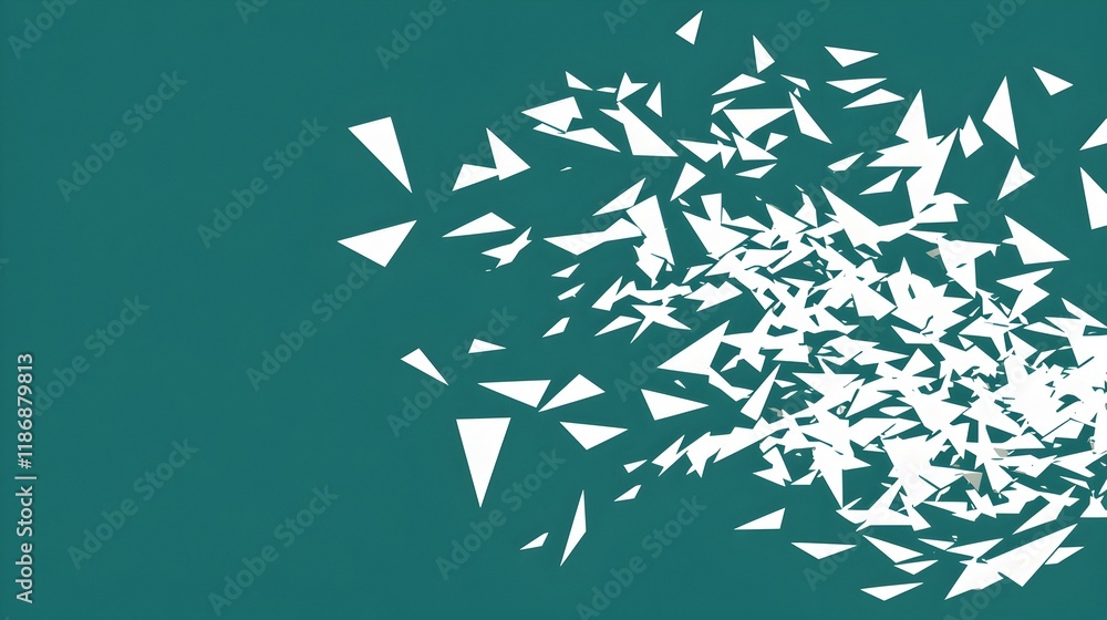 Aufkleber abstract teal background with scattered white triangles, creating a dynamic and energetic design. pe