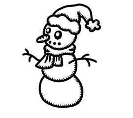 Stylized Cartoon Happy Snowman Doodle