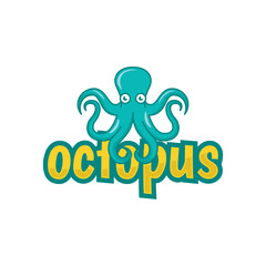 Octopus logo design, Seafood logo illustration template.