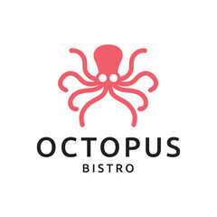 Octopus logo design, Seafood logo illustration template.