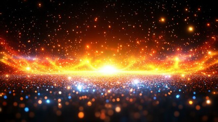 Fototapeta premium Futuristic image of power, featuring glowing light beams and powerful energy waves, symbolizing the driving force behind technological advancements, sustainable energy, and global development