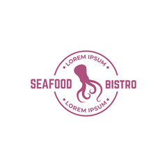 Octopus logo design, Seafood logo illustration template.