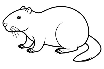 beaver silhouette line art vector illustration with a white background