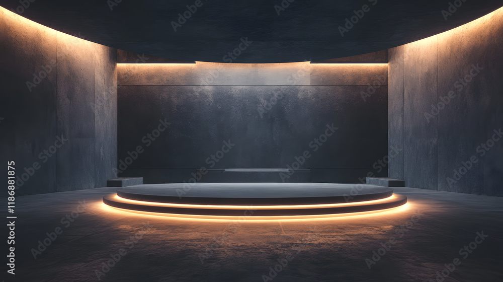 Poster empty 3d rendering promotion stage for product presentations. digital drawing mockup design.