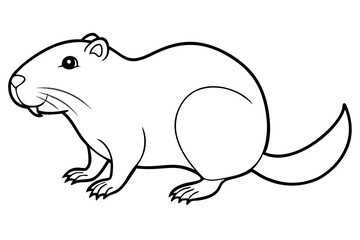 beaver silhouette line art vector illustration with a white background