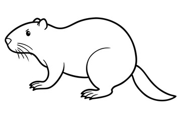 beaver silhouette line art vector illustration with a white background
