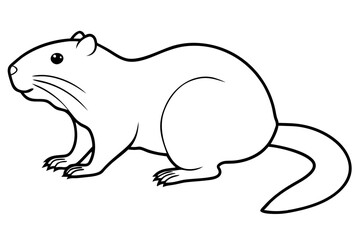 beaver silhouette line art vector illustration with a white background
