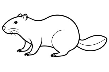 beaver silhouette line art vector illustration with a white background