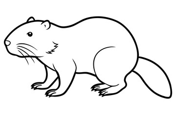 beaver silhouette line art vector illustration with a white background