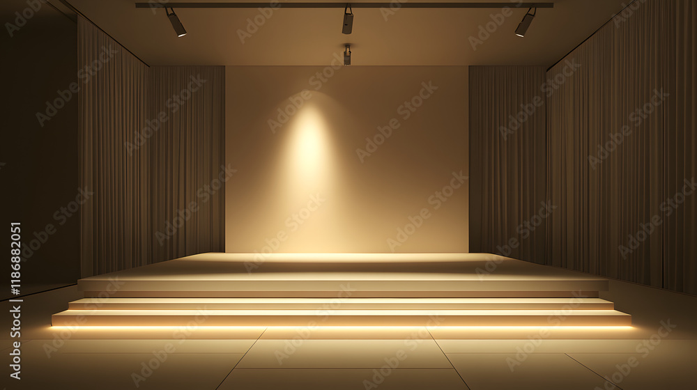 Poster empty 3d rendering promotion stage for product presentations. digital drawing mockup design.
