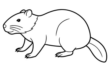 beaver silhouette line art vector illustration with a white background