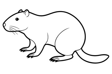 beaver silhouette line art vector illustration with a white background