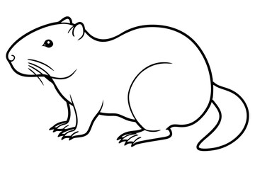 beaver silhouette line art vector illustration with a white background