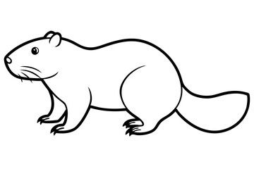 beaver silhouette line art vector illustration with a white background