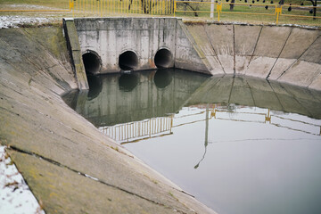 drain pipe or effluent or sewer release wastewater into river. Sewage or domestic wastewater or municipal wastewater that is product by community of people. waste water is any water that has been use