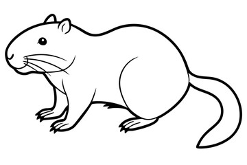 beaver silhouette line art vector illustration with a white background
