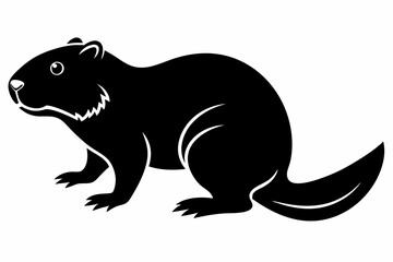beaver silhouette line art vector illustration with a white background