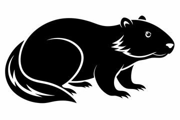 beaver silhouette line art vector illustration with a white background