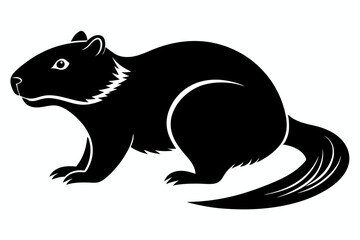 beaver silhouette line art vector illustration with a white background