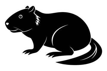 beaver silhouette line art vector illustration with a white background