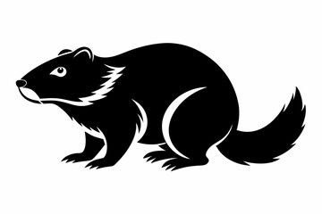 beaver silhouette line art vector illustration with a white background