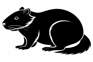 beaver silhouette line art vector illustration with a white background