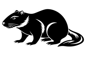 beaver silhouette line art vector illustration with a white background