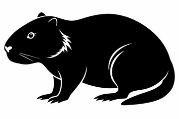 beaver silhouette line art vector illustration with a white background
