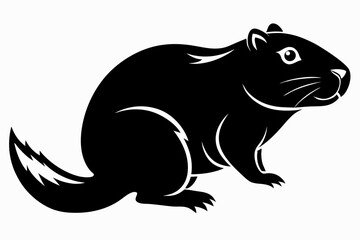 beaver silhouette line art vector illustration with a white background