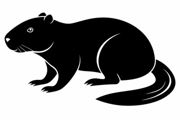 beaver silhouette line art vector illustration with a white background