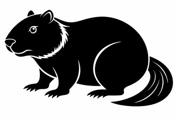 beaver silhouette line art vector illustration with a white background
