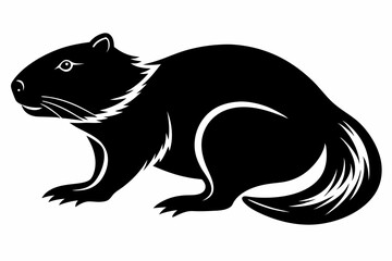 beaver silhouette line art vector illustration with a white background