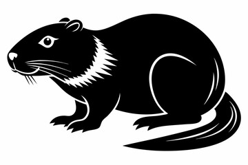 beaver silhouette line art vector illustration with a white background