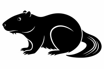beaver silhouette line art vector illustration with a white background