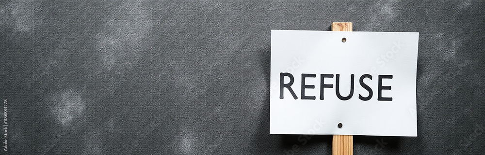 Poster A Simple Black And White Refuse Sign With A Textured Paper Background Offers Ample Copy Space For Creative Composition. 00003